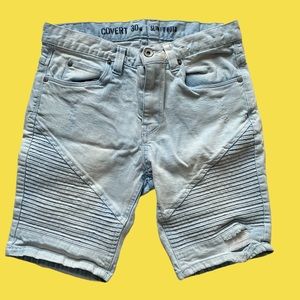 Ninth Hall Covert Slim Fit Acid Wash Moto Shorts